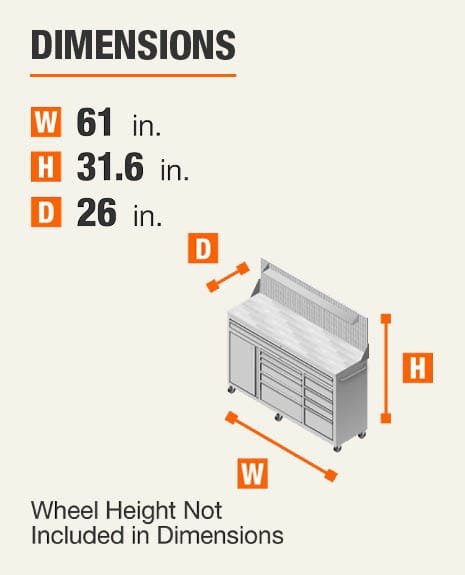 Husky Heavy Duty 61 In W 10 Drawer 1 Door Deep Tool Chest Mobile