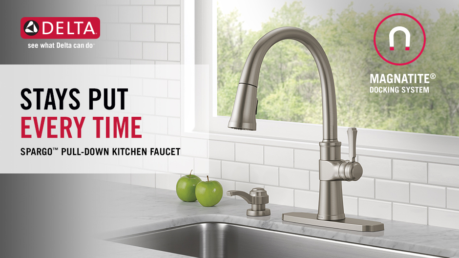 Delta Spargo Single Handle Pull Down Sprayer Kitchen Faucet With