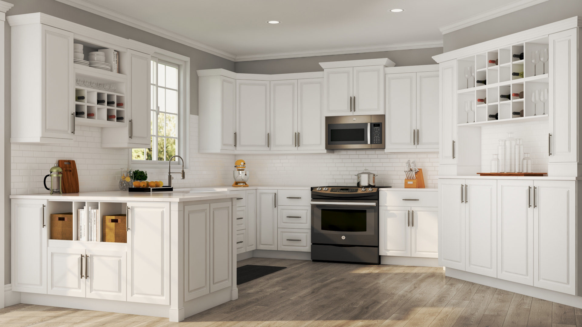 Hampton Wall Cabinets in White – Kitchen – The Home Depot