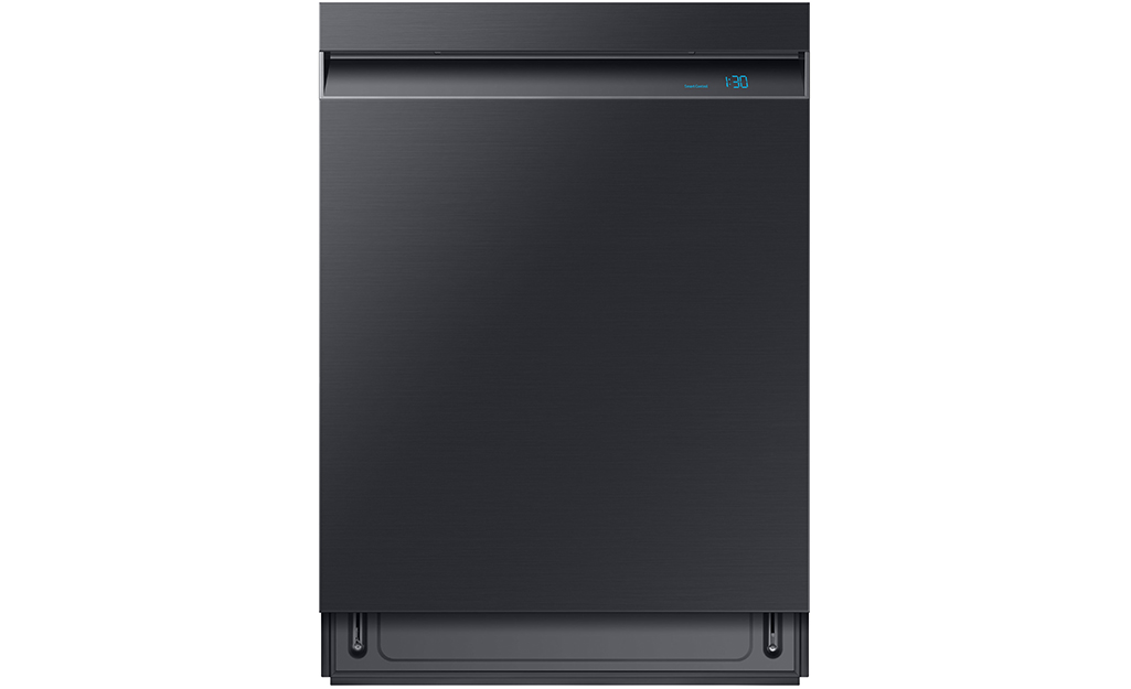 A modern black dishwasher