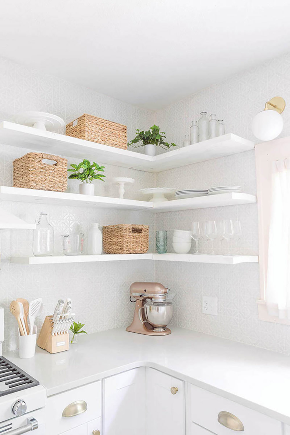 Floating kitchen shelves and decor