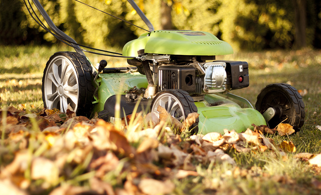 Cutting leaves with online lawn mower