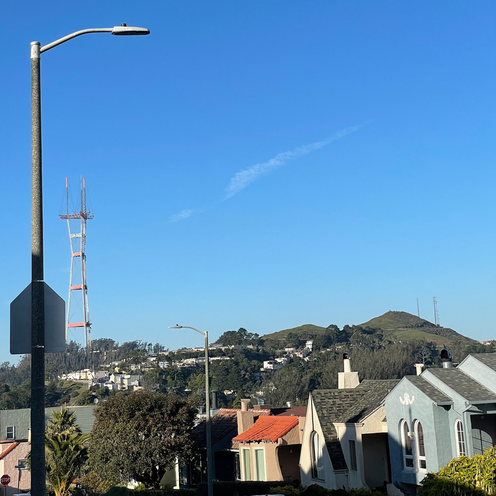 A view of Twin Peaks from a neighborhood.