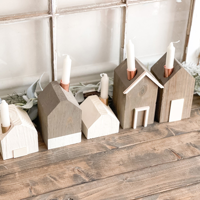 DIY Wooden House Candle Holders