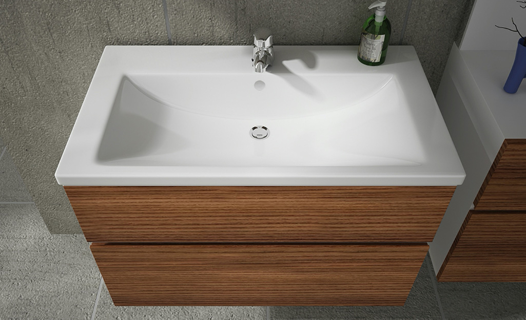 A bathroom sink with a contemporary design. A bathroom sink with a contemporary design.