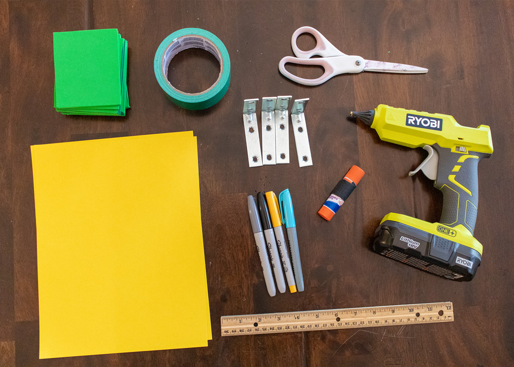 Supplies on counter for bookend.