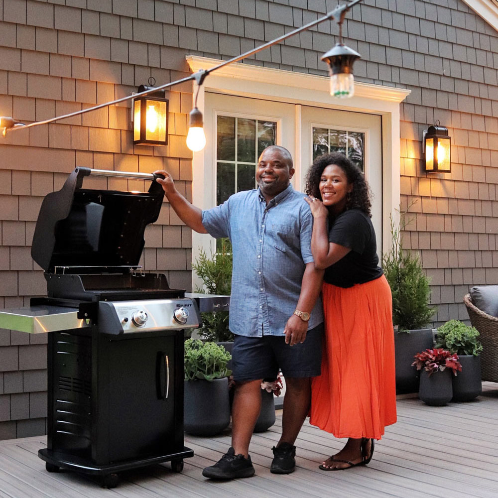 Two people enjoying the grill.