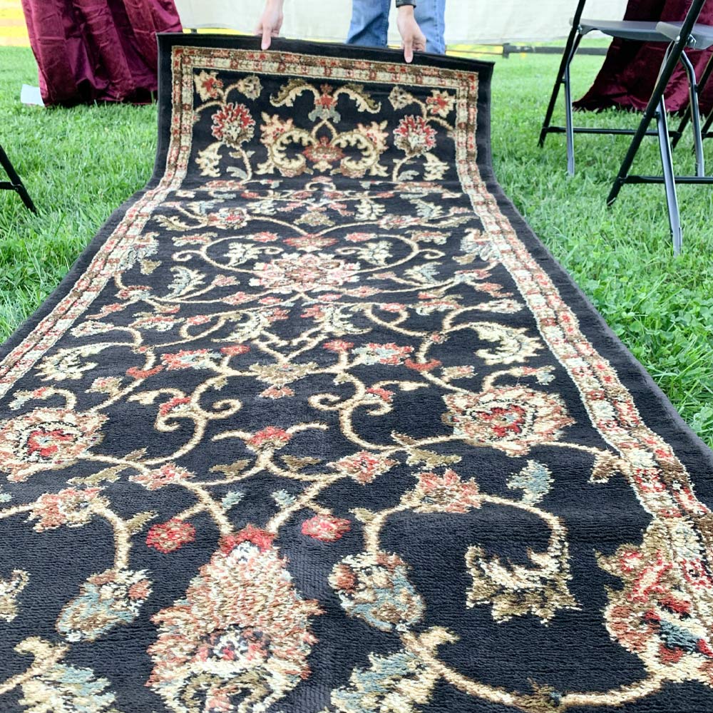 Laying out a runner rug.