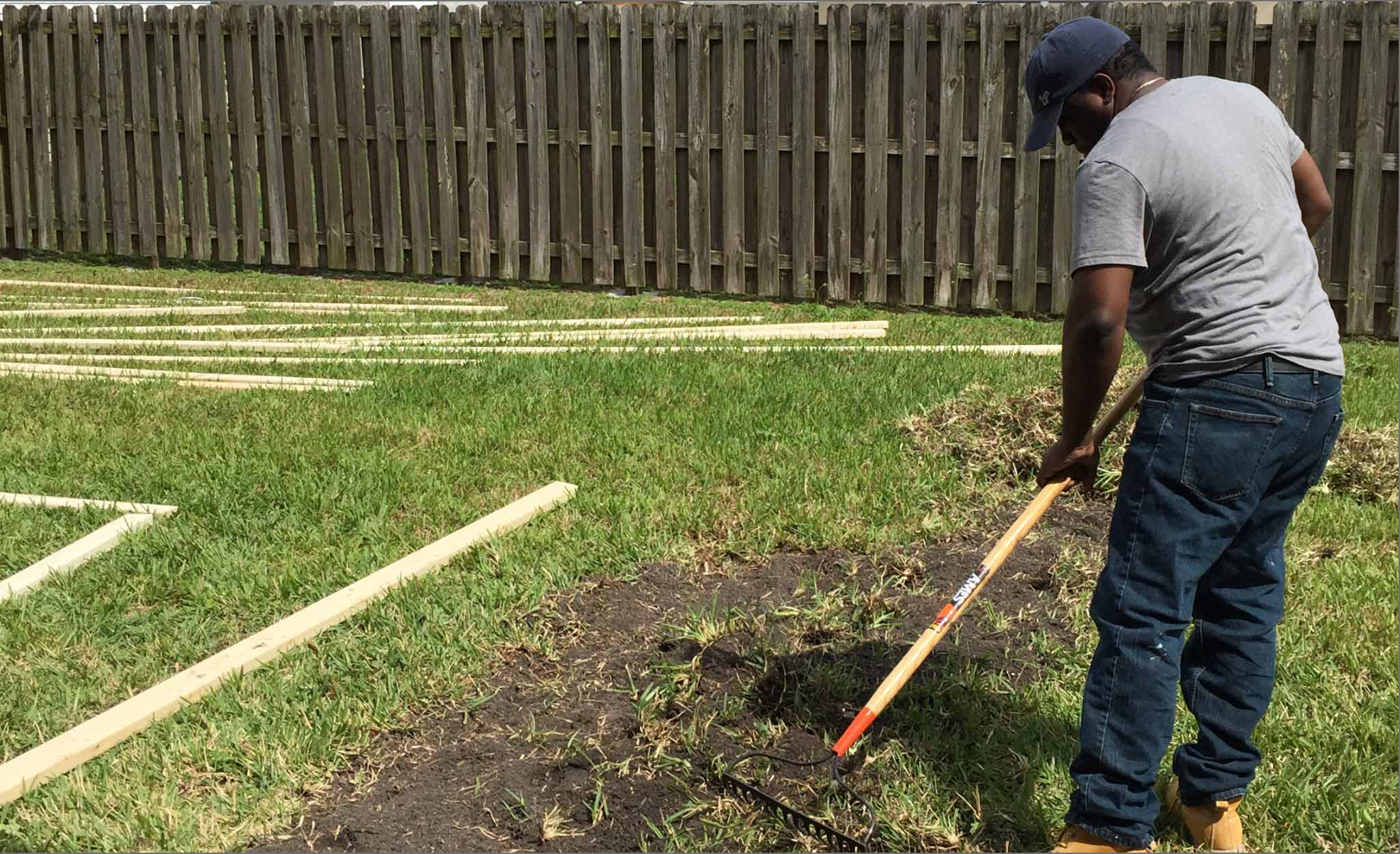 Preparing the site for formwork for concrete pavers.