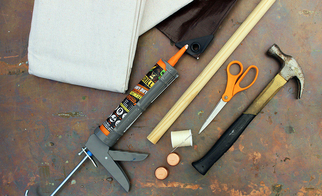 Tools and materials to create a DIY projection screen.