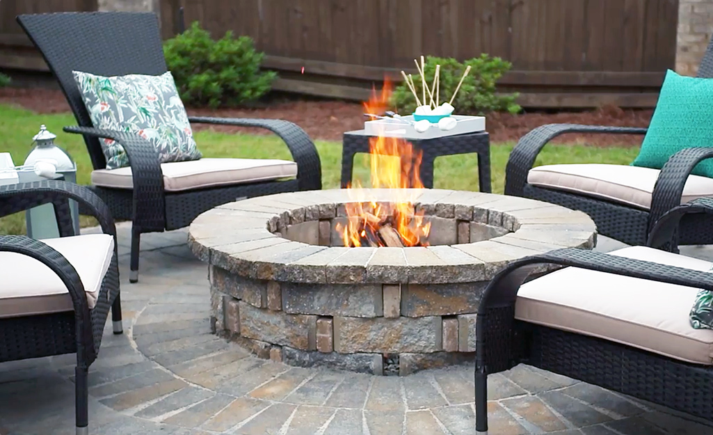 A stone firepit.