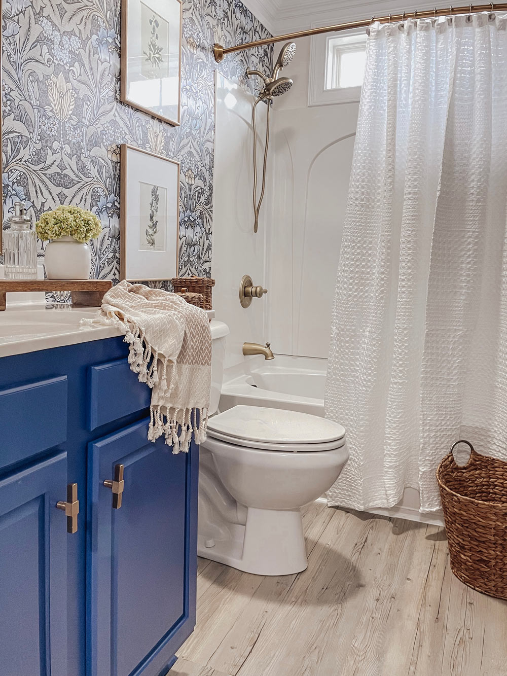 Bathroom of the Week: Modern Style in White, Wood and Brass