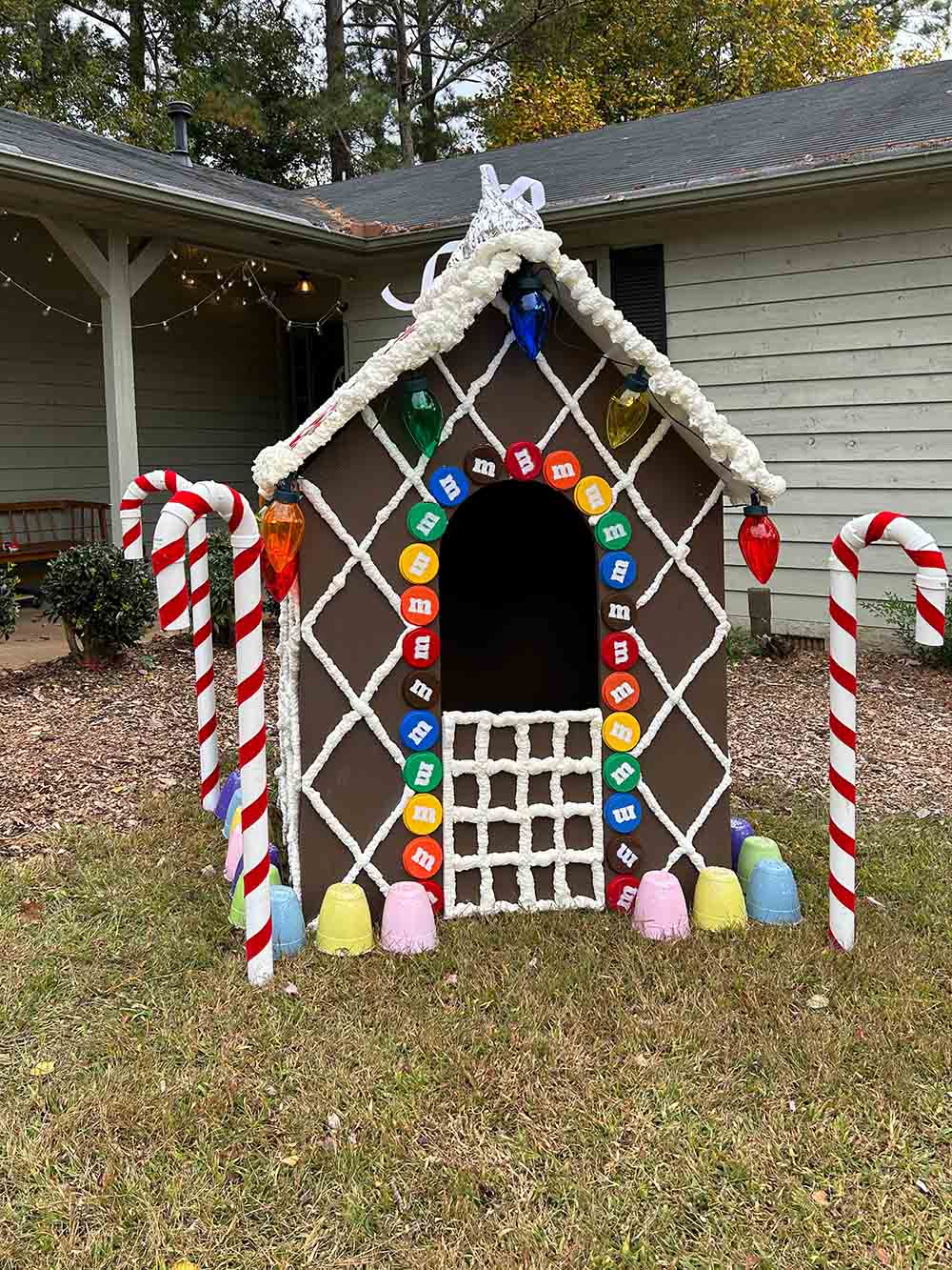 A completed shot of the assembled Gingerbread house.
