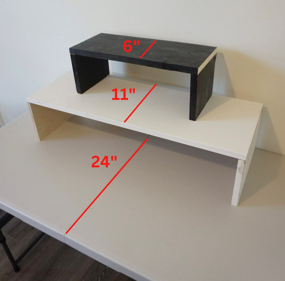Tables stacked in a pyramid shape. Tables stacked in a pyramid shape.