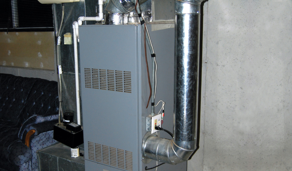 Ductwork leads to an HVAC system.
