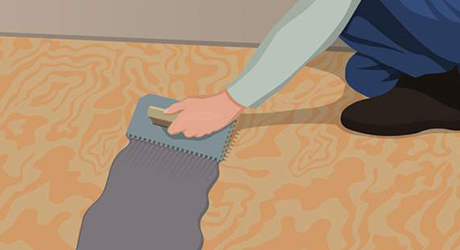 Spread the adhesive - Install Parquet Tile Spread the adhesive - Install Parquet Tile