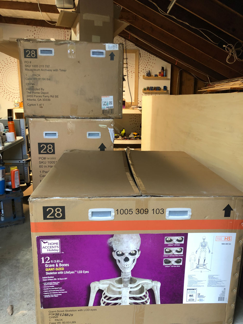 A giant skeleton package waiting to be unboxed.