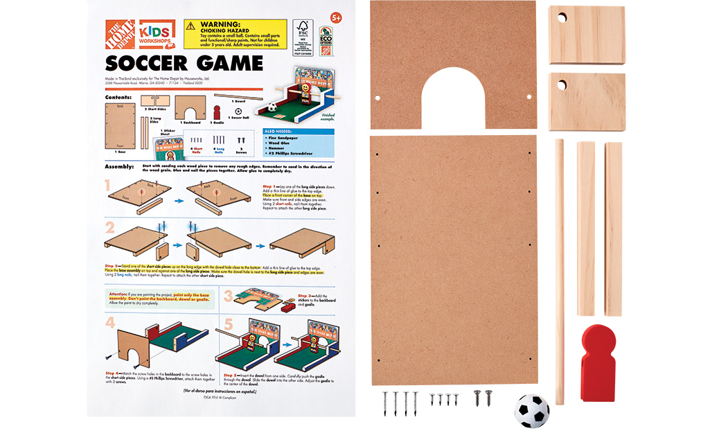 Instruction sheet and all the pieces of the soccer game project. Instruction sheet and all the pieces of the soccer game project.