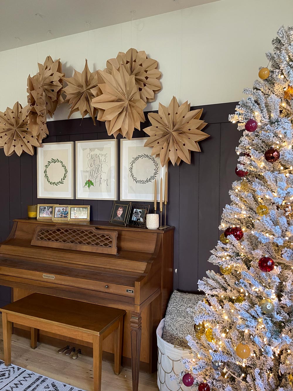Right view of Christmas decorated living room area. Right view of Christmas decorated living room area.