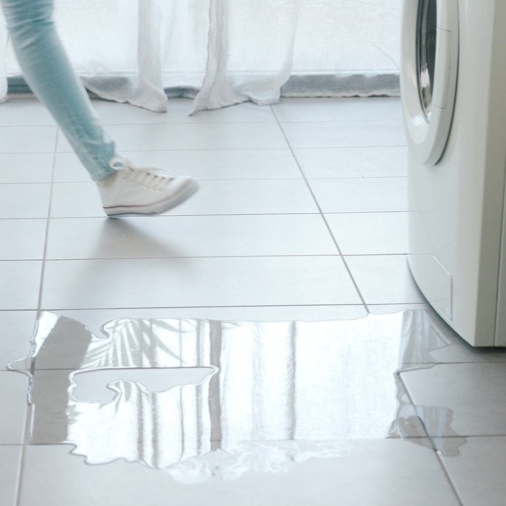 water on floor washing machine