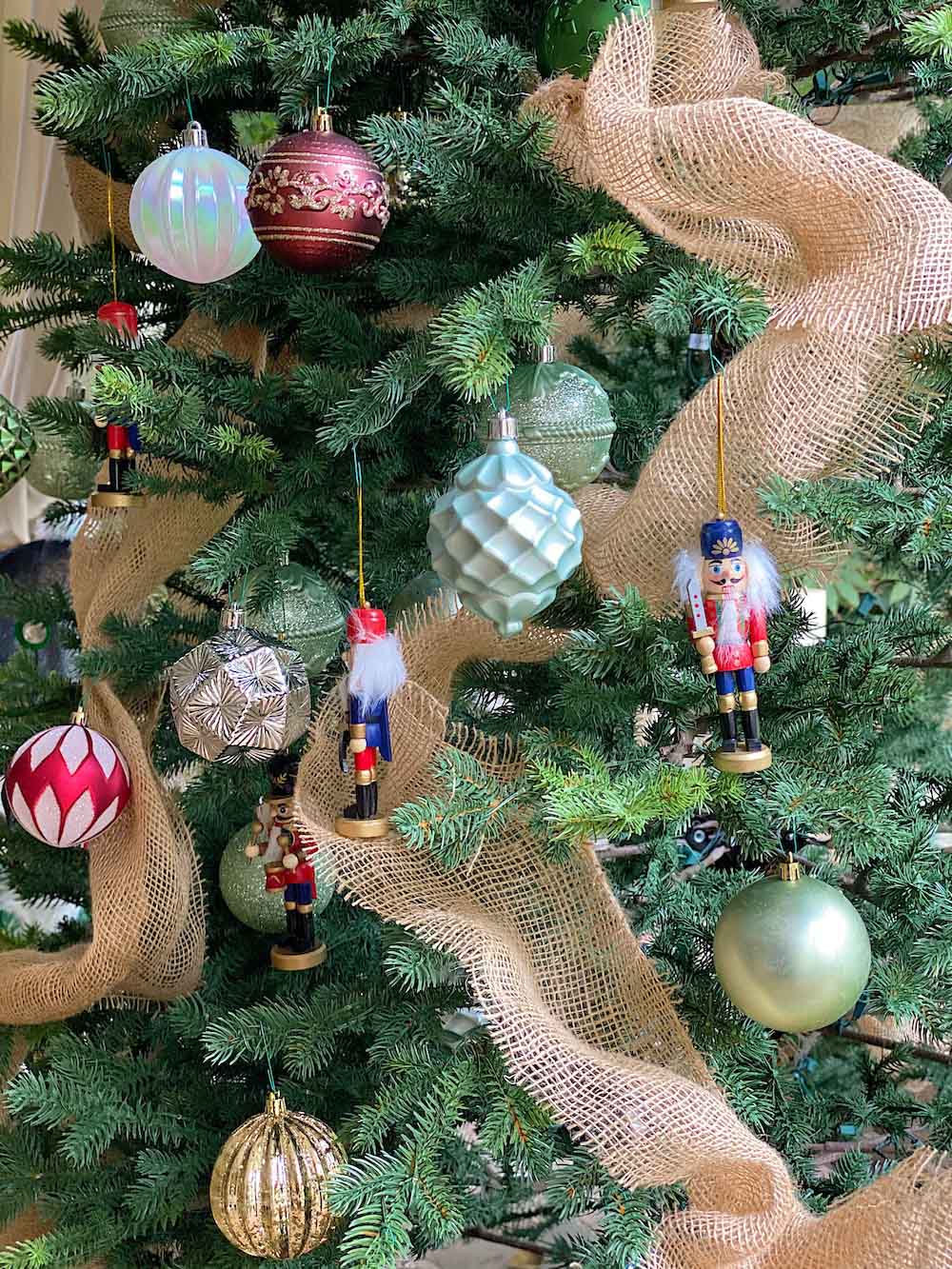 Close up shot of tree with ornaments