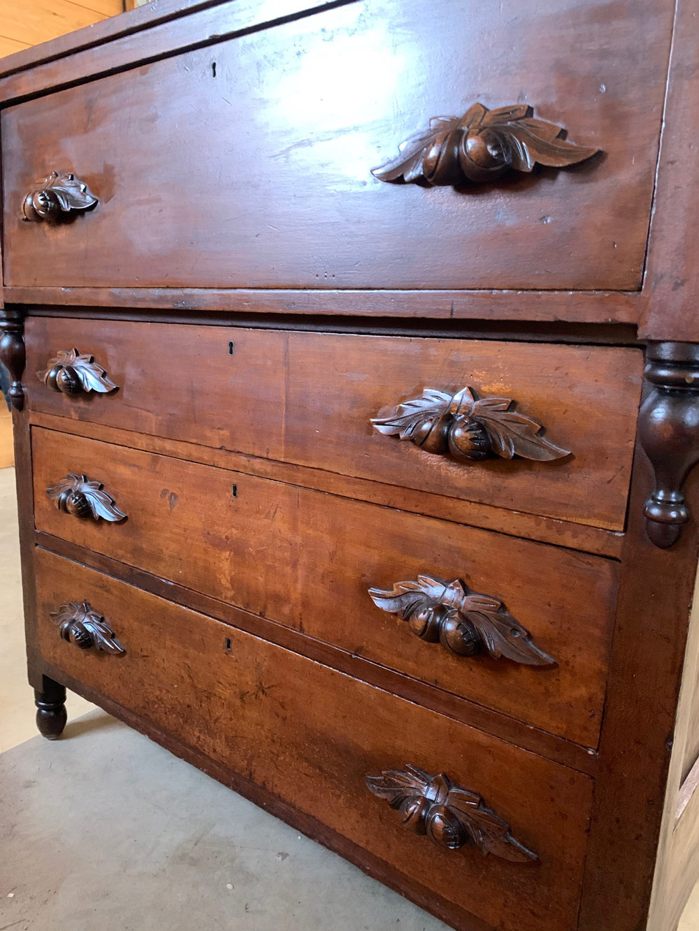 An antique wooden dresser.