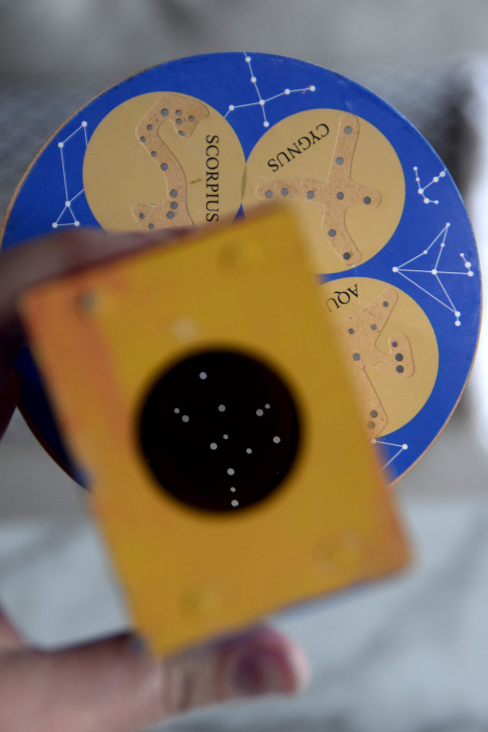 Close-up look of the inside of a constellation viewer