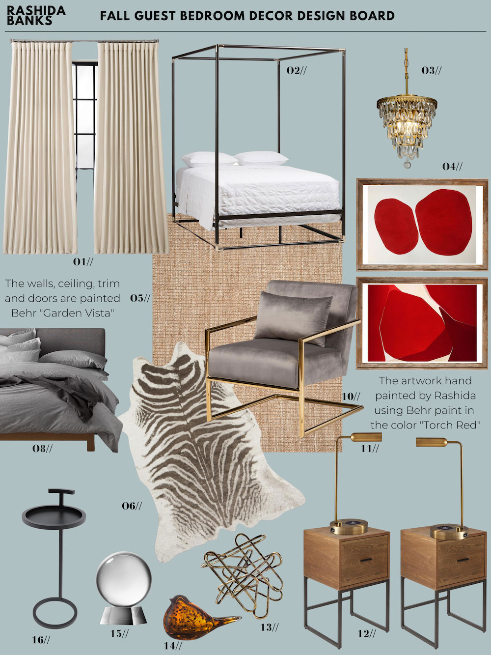 A Fall guest bedroom decor design board. A Fall guest bedroom decor design board.