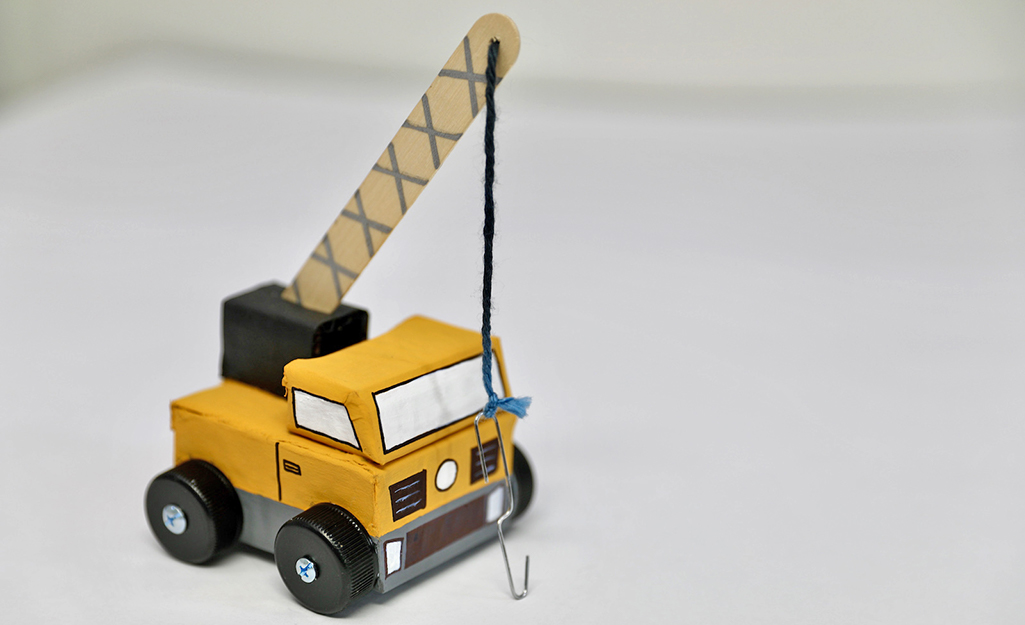 Homemade toy crane.