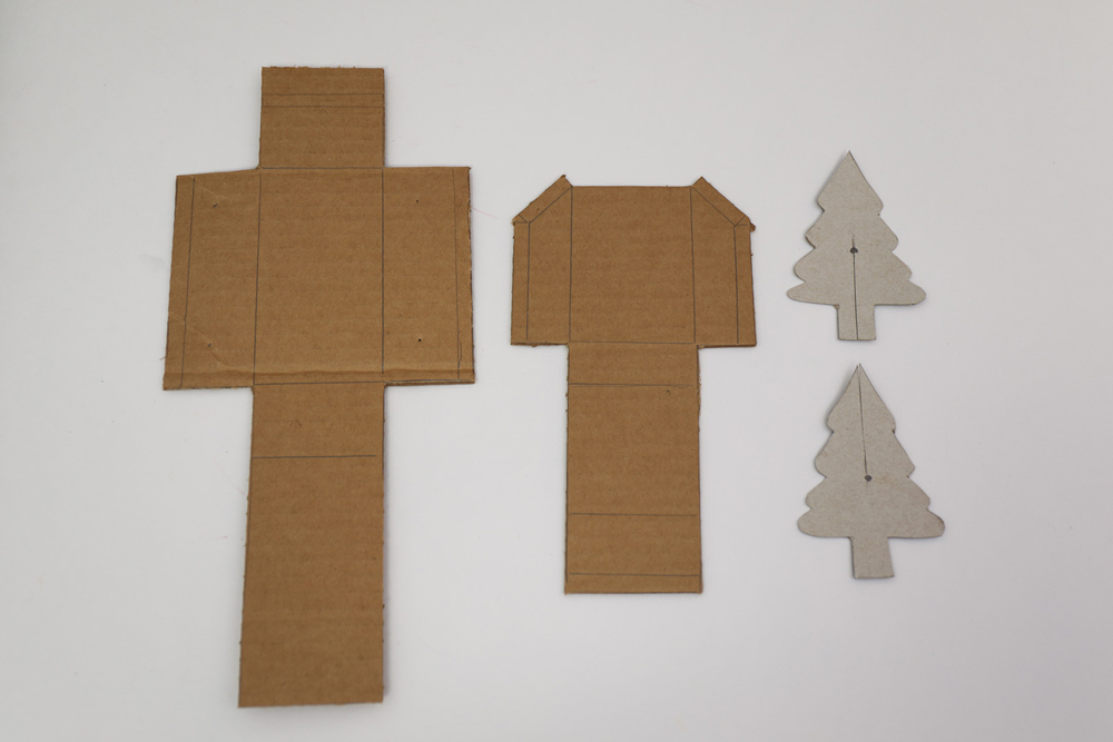 Cardboard cutouts for a DIY Christmas car