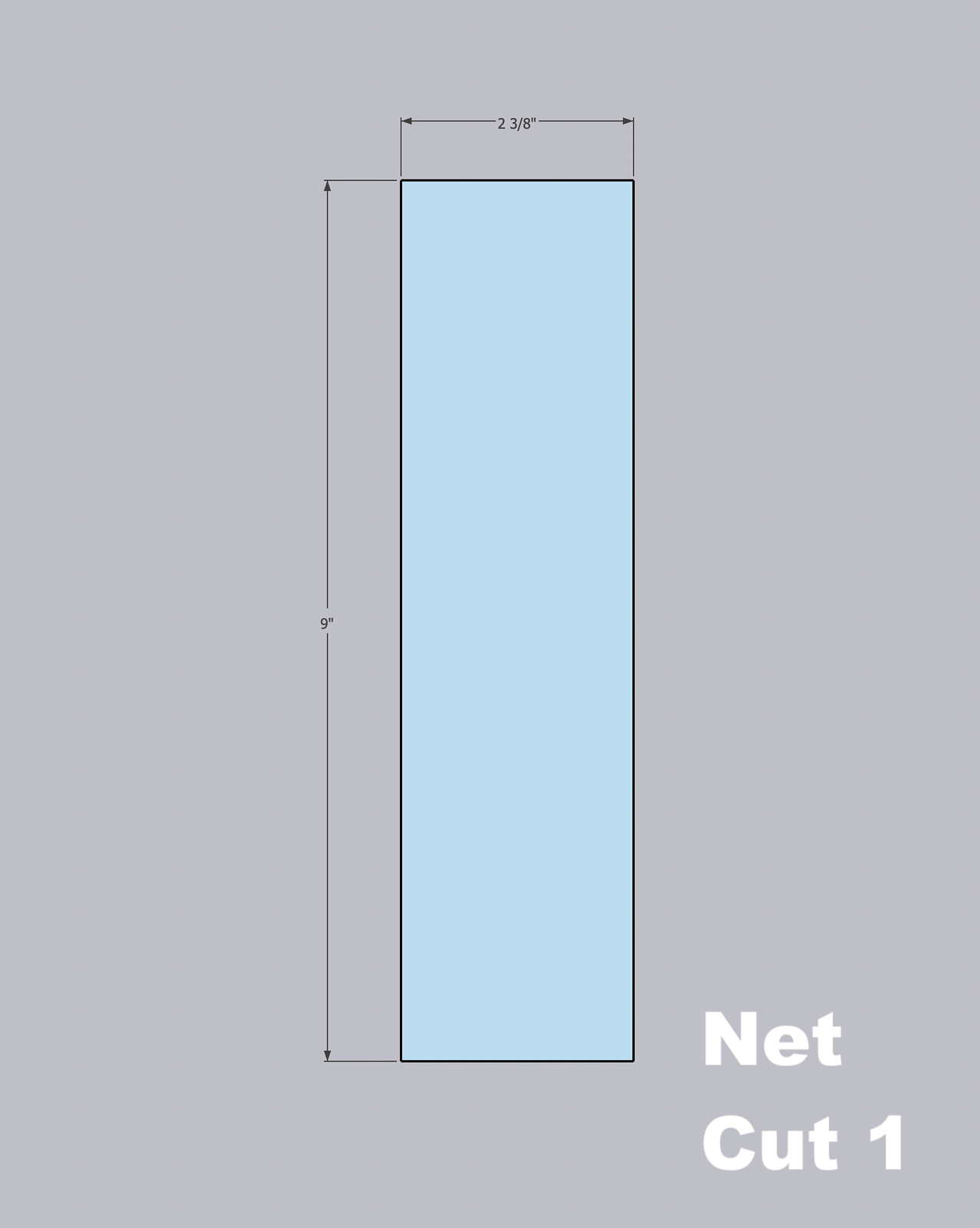 A measurement outline of a singular rectangle design 
