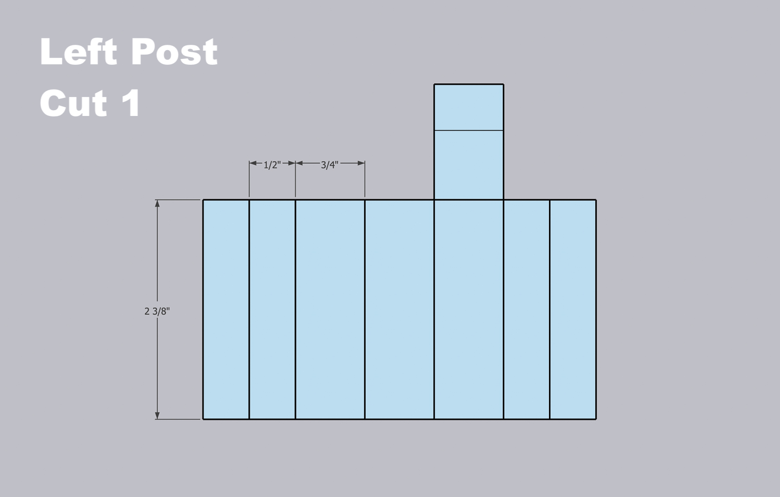A measurement outline of a folded rectangular design (left) 