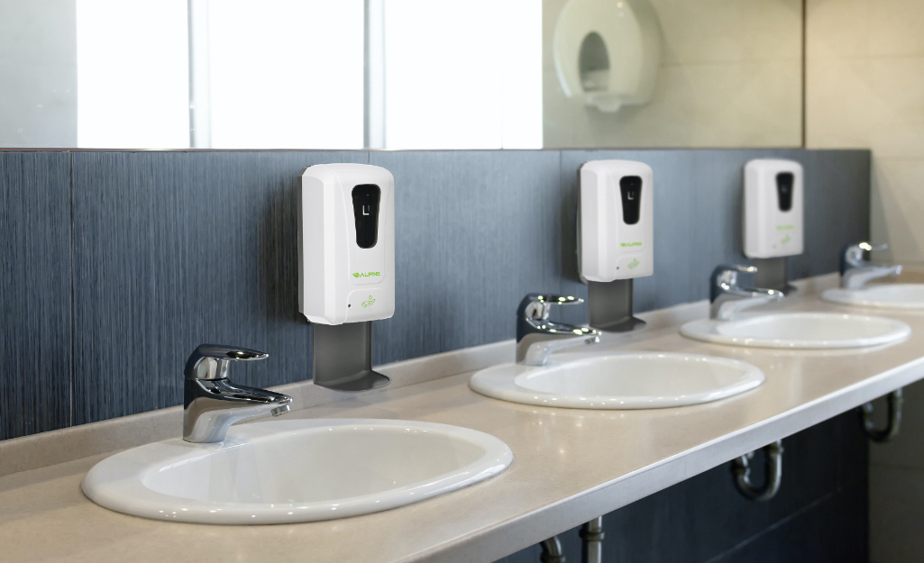 Multi-User Bathroom With ADA Compliant Sinks and Soap Dispensers