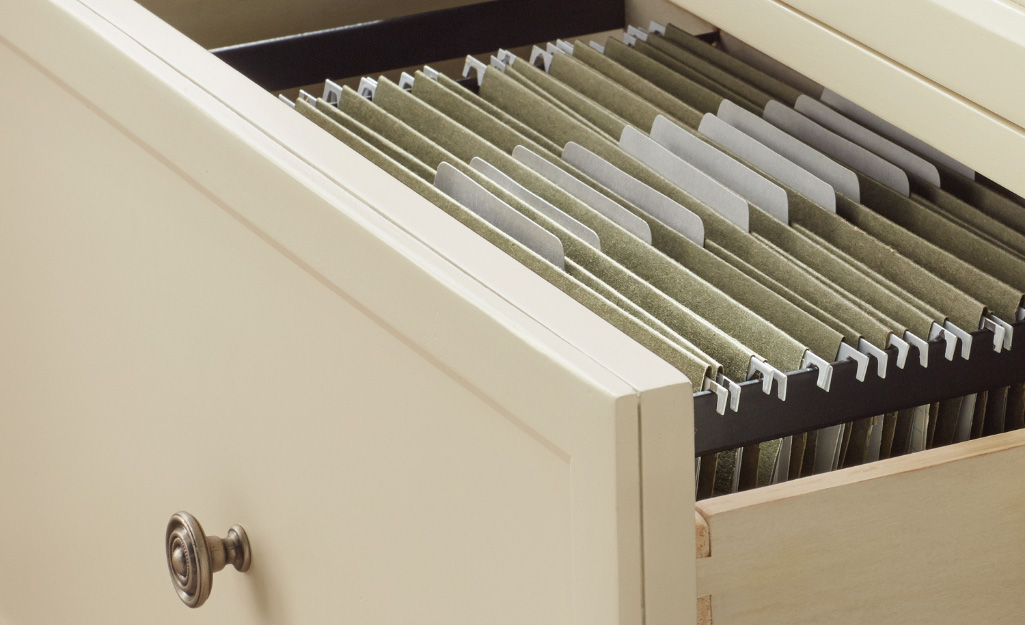 An open filing cabinet