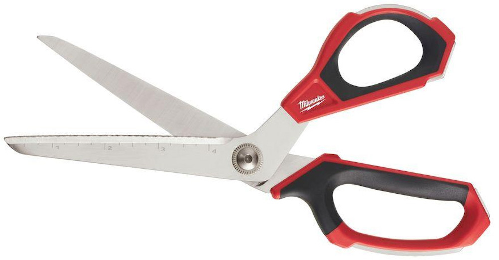 Red pair of Milwaukee branded scissors Red pair of Milwaukee branded scissors