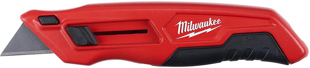 Red Milwaukee Branded Utility Knife with General Purpose Blade Storage Red Milwaukee Branded Utility Knife with General Purpose Blade Storage