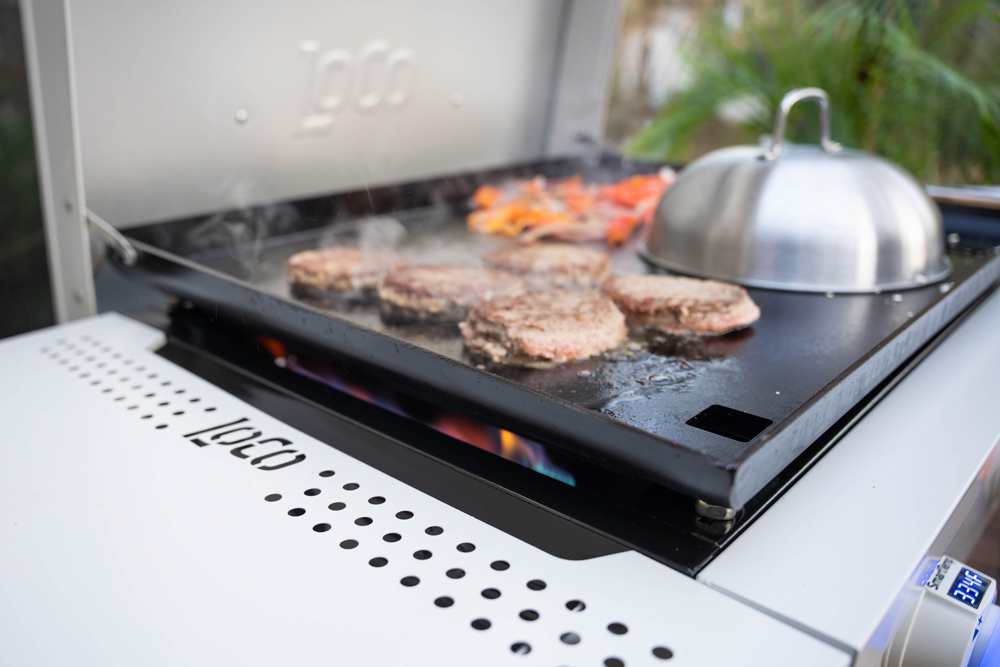 Burgers on a flattop grill. Burgers on a flattop grill.