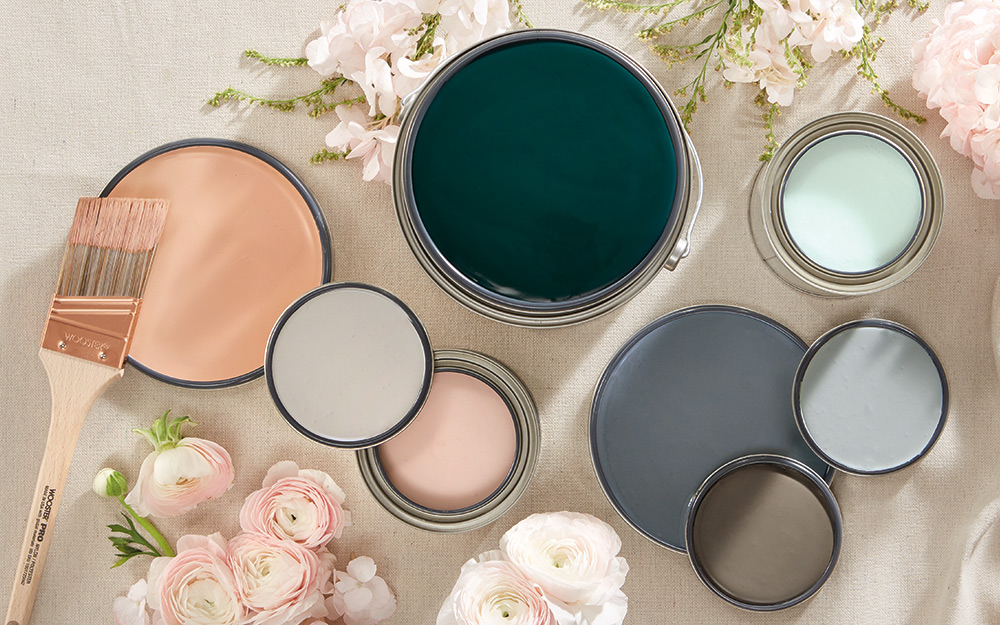 Cans of different colored paints. Cans of different colored paints.