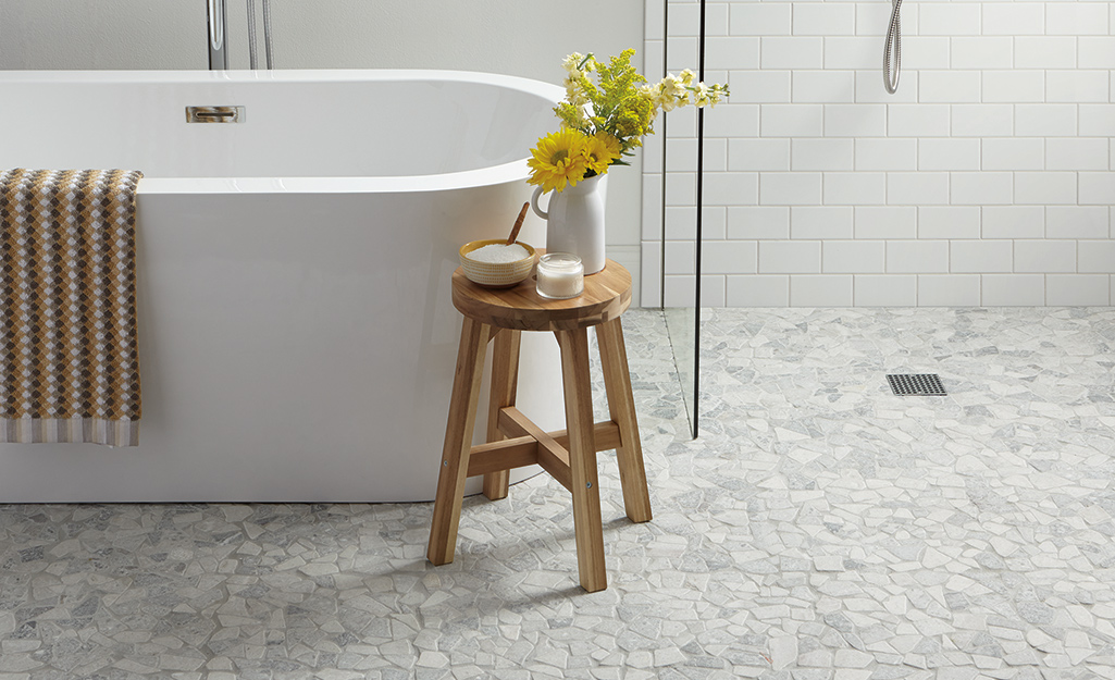 wood plank tile bathroom design