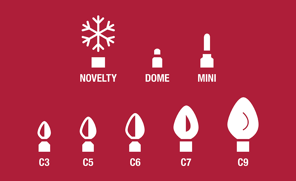 Styles of decorative light bulbs that can be used in holiday decorating.
