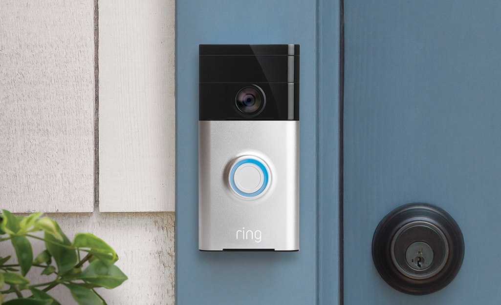 A smart doorbell with a camera.
