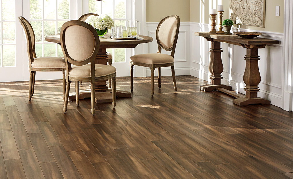 Bamboo flooring featured in a dining space.