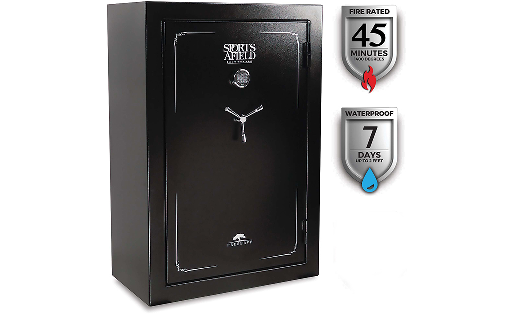A gun safe designed to protect from water and heat.