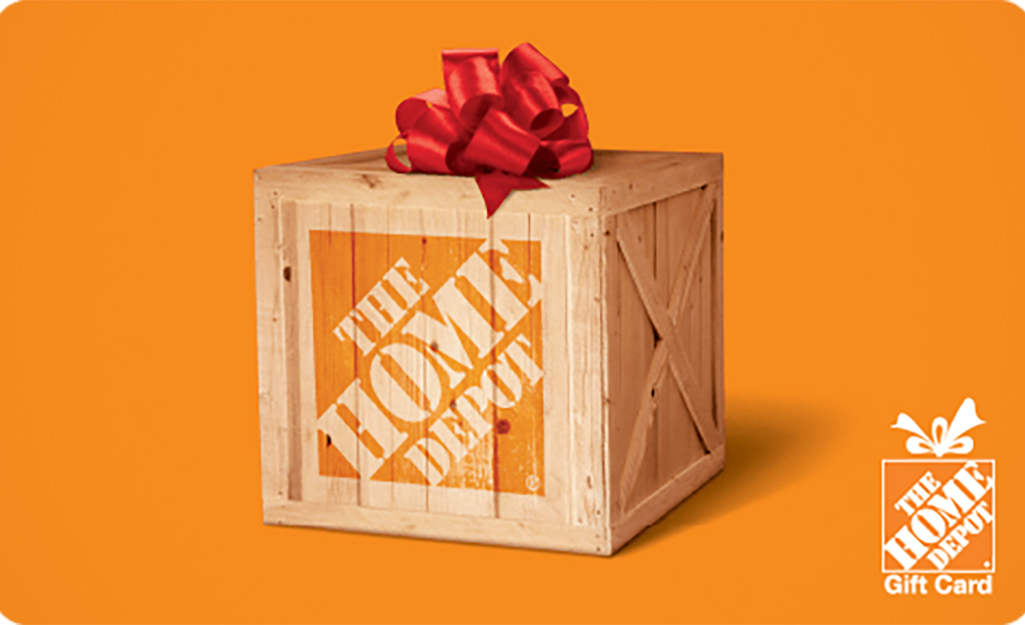 A The Home Depot crate with a bow.