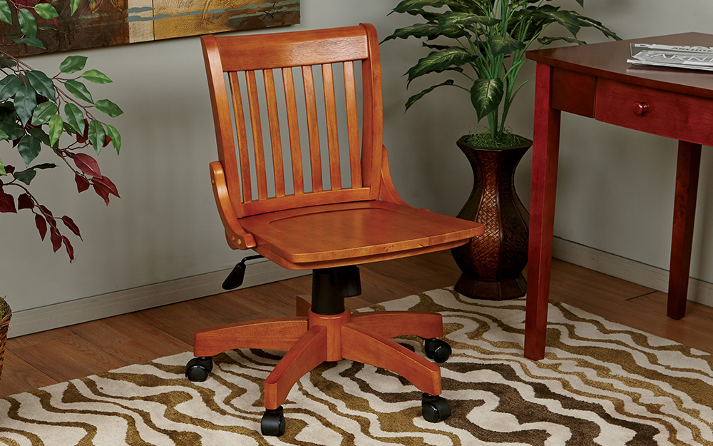 wood desk chair with cushion