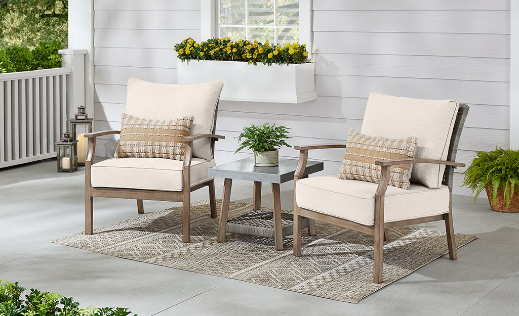 Rattan Lounge Sofa Double Chair Furniture Stool Set Cushion Garden Seating Patio 