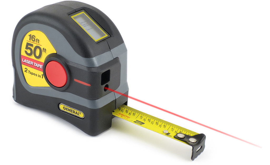 A tape measure that includes a laser