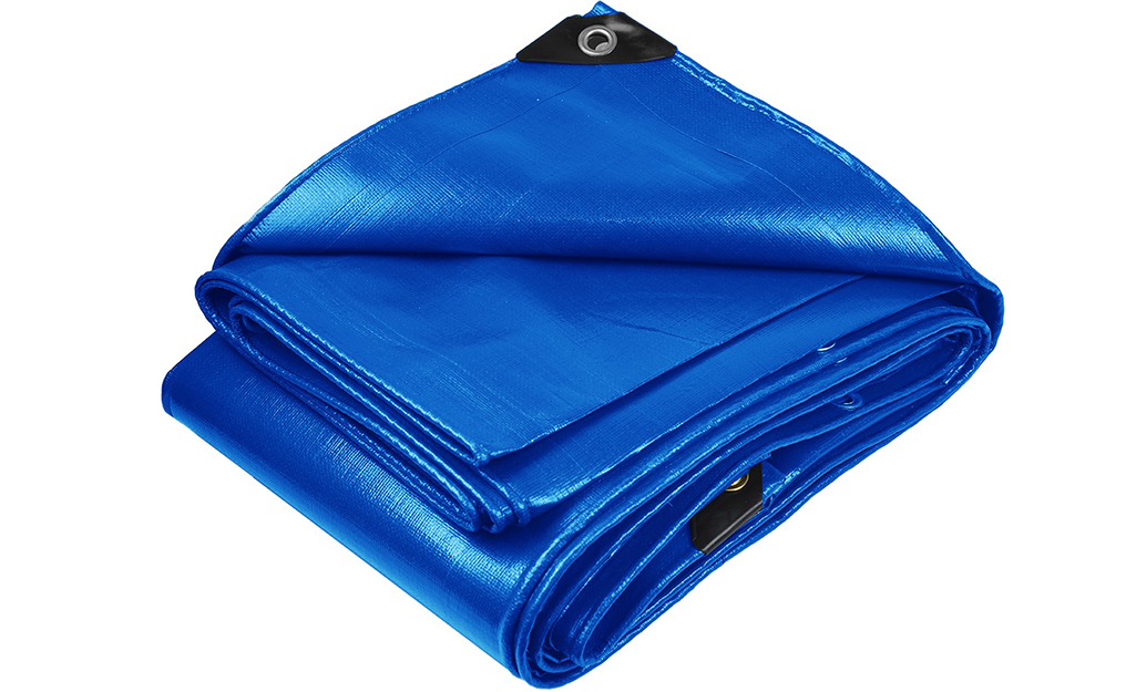 A blue UV-resistant tarp. 