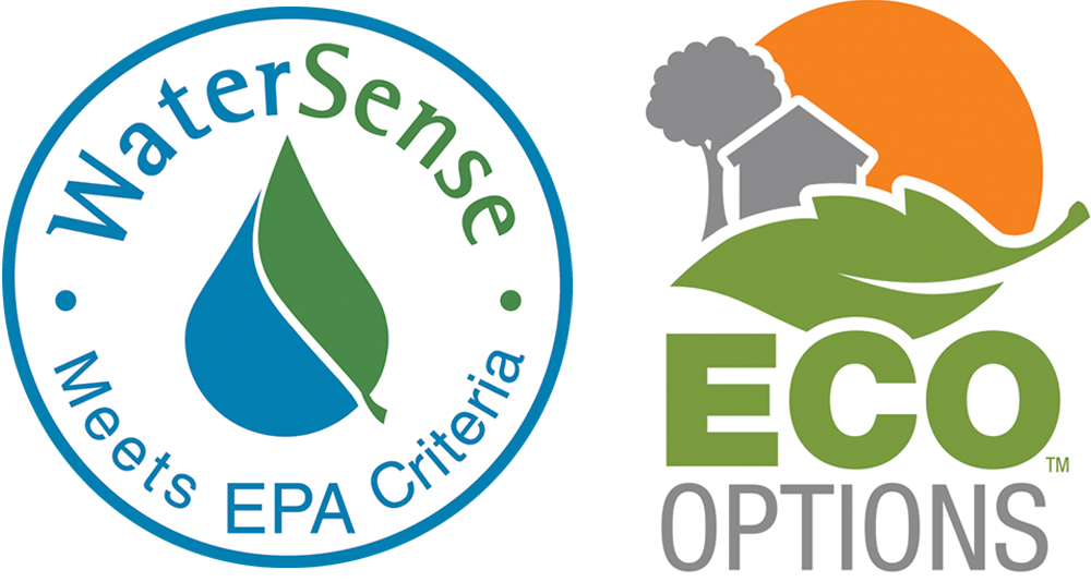 Logos for the EPA's WaterSense program and The Home Depot's Eco Options.