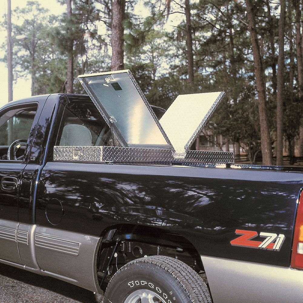 A pickup truck with a toolbox.